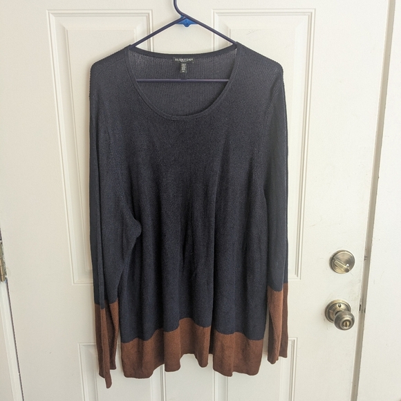 Eileen Fisher Tencell Silk Colorblock Sweater - Picture 2 of 5